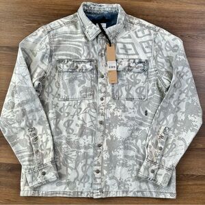Ksubi Shirt Men Large Gray Denim Scorpio Long Sleeves Kollage Icey Button Up NWT
